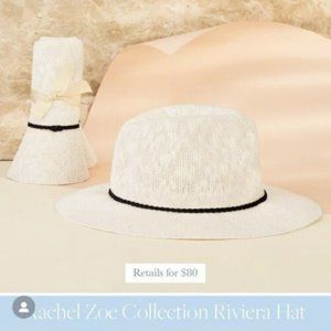 Rachel Zoe Riviera Hat Ivory w/ Black Band